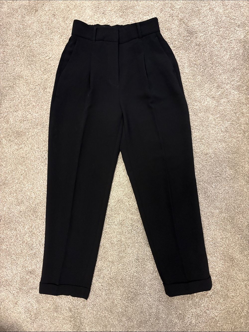 Aritzia Black High-Waist Tailored Tapered Trousers